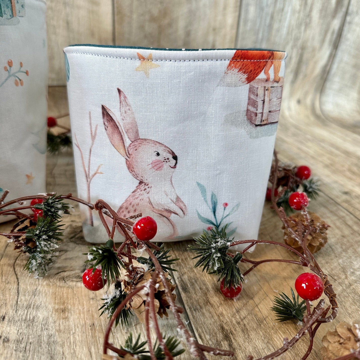 Utensilo / Stoffkorb / Hase / Kaninchen / Weihnachten / Nikolaus / Waldtiere / Fuchs / Tiere / Geschenk / Tannenbaum