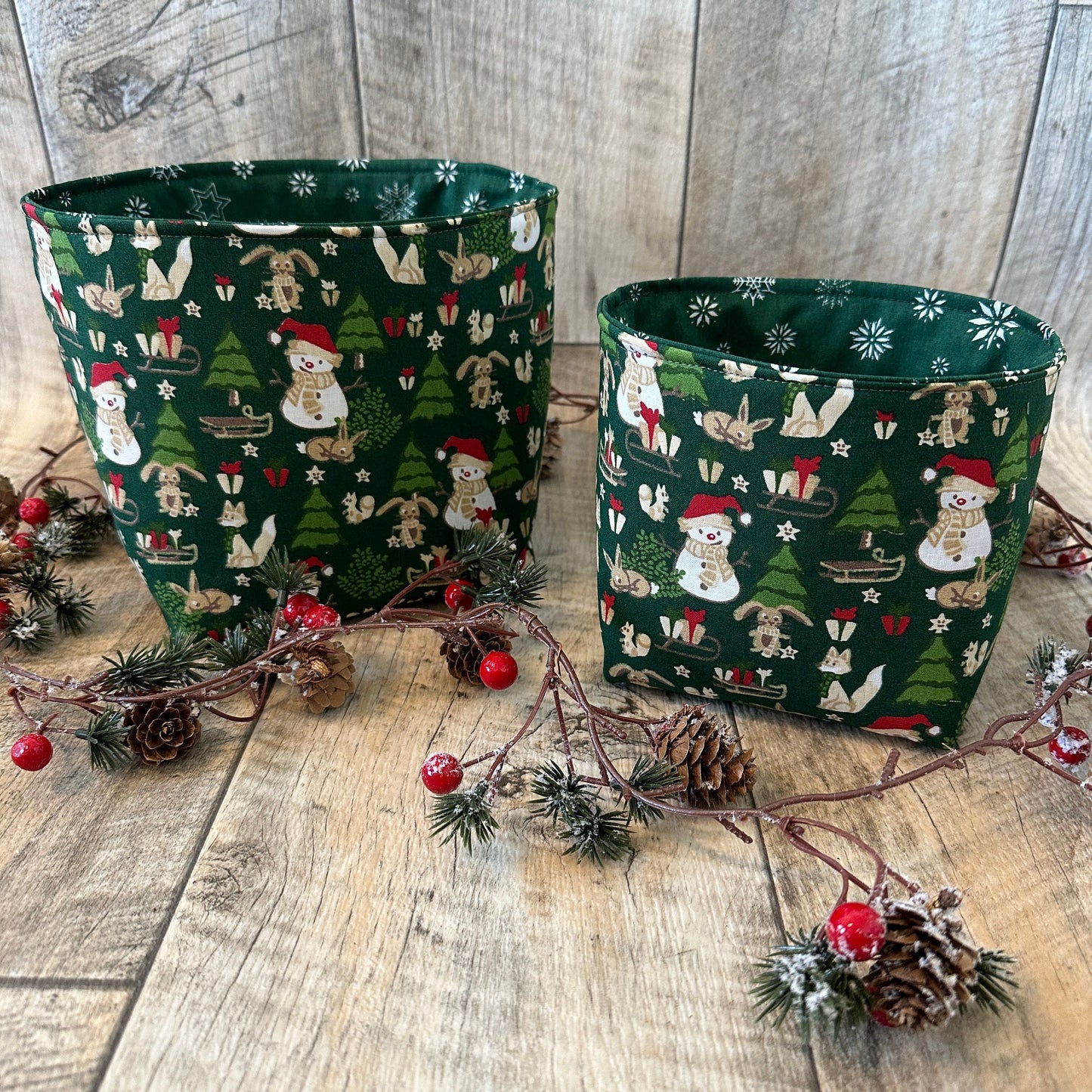 Utensilo / Stoffkorb / Hase / Kaninchen / Weihnachten / Nikolaus / Schneemann / Winter / Schneeflocke / Wald / Geschenk