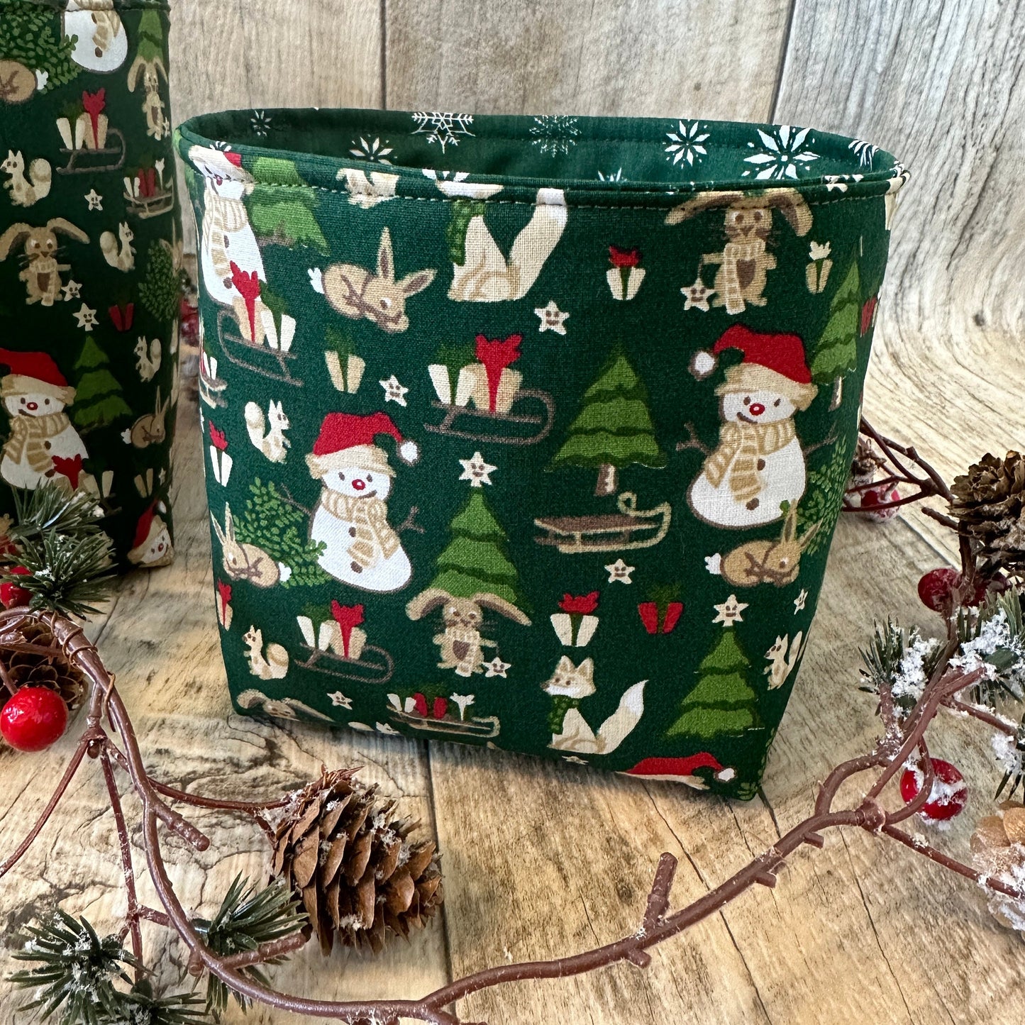 Utensilo / Stoffkorb / Hase / Kaninchen / Weihnachten / Nikolaus / Schneemann / Winter / Schneeflocke / Wald / Geschenk