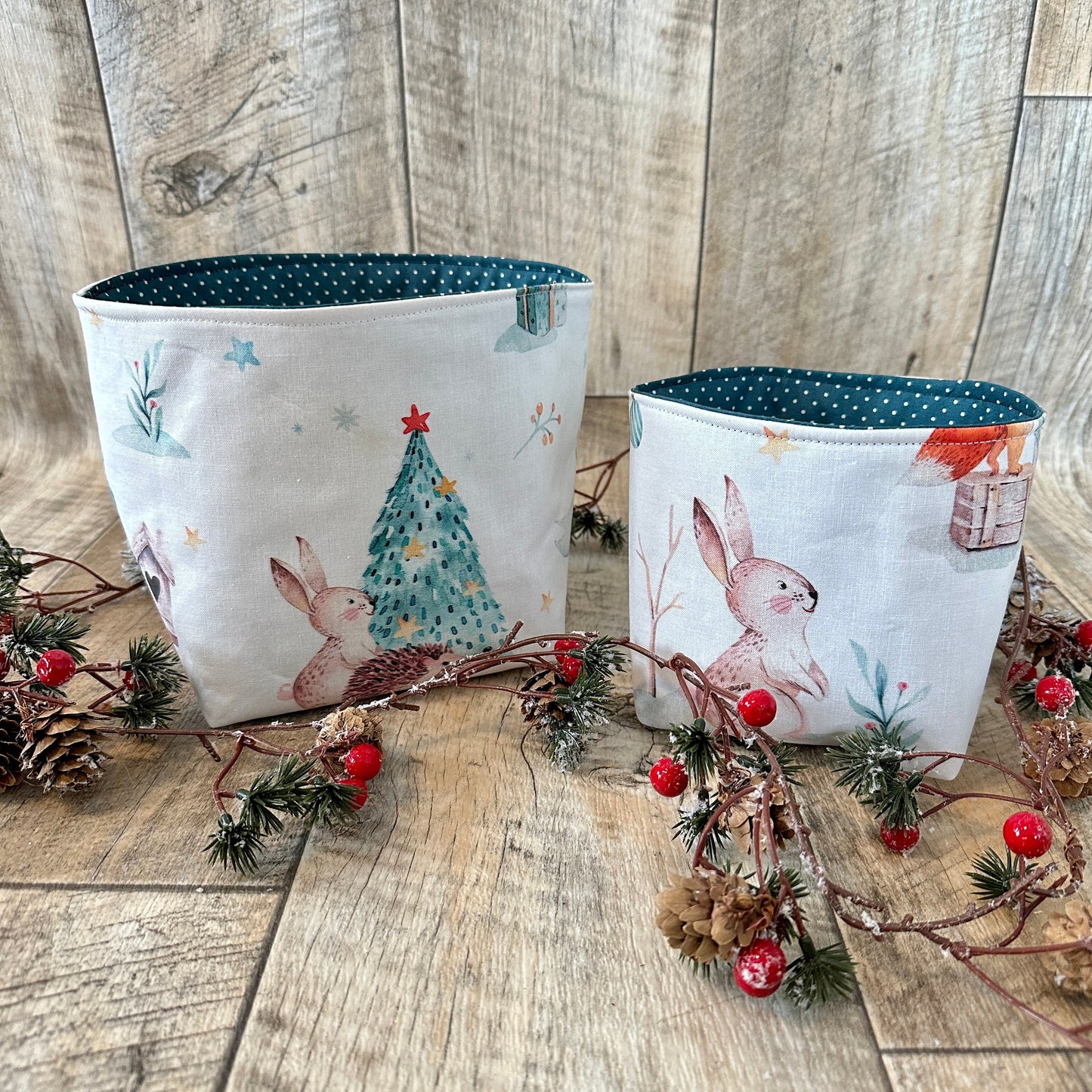 Utensilo / Stoffkorb / Hase / Kaninchen / Weihnachten / Nikolaus / Waldtiere / Fuchs / Tiere / Geschenk / Tannenbaum