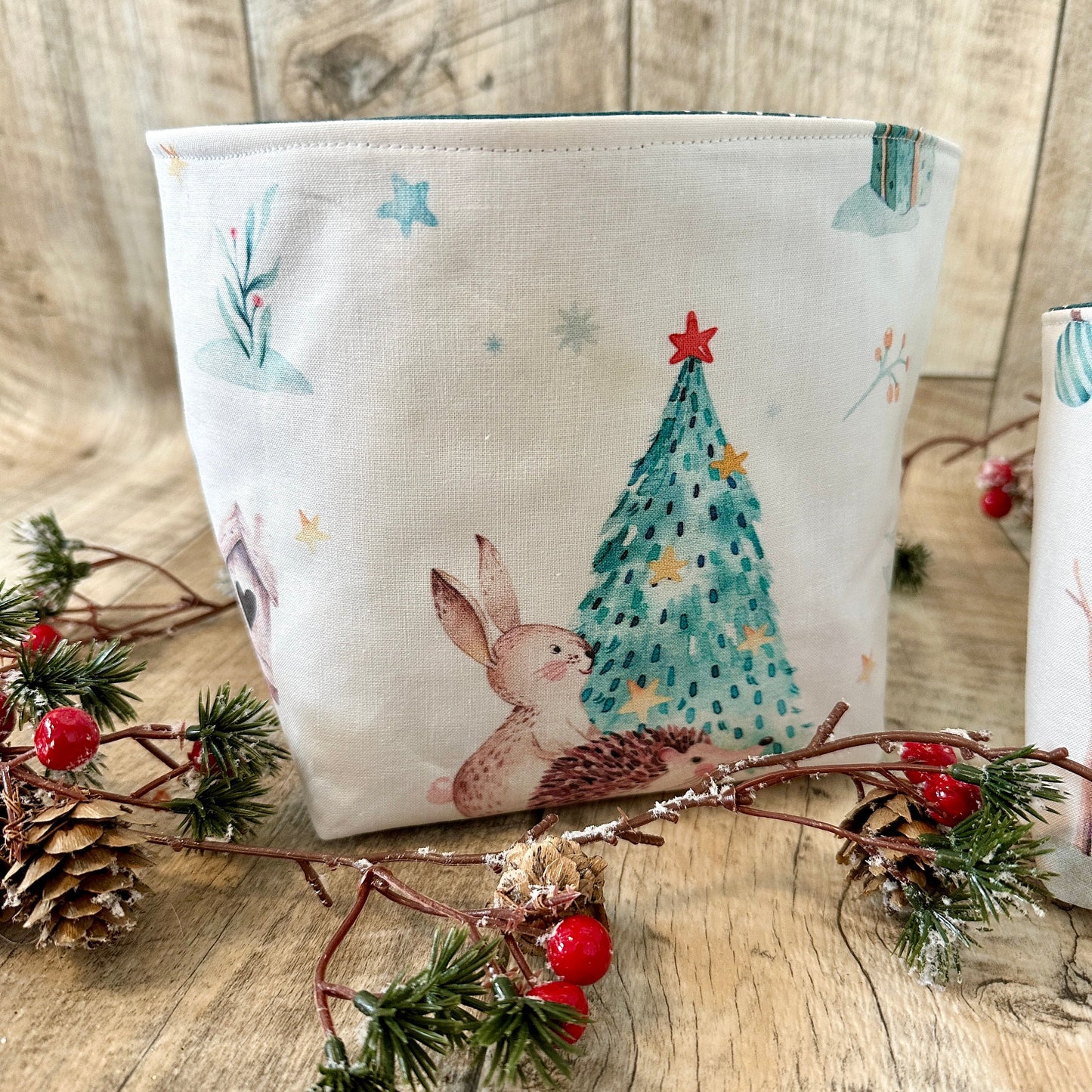 Utensilo / Stoffkorb / Hase / Kaninchen / Weihnachten / Nikolaus / Waldtiere / Fuchs / Tiere / Geschenk / Tannenbaum