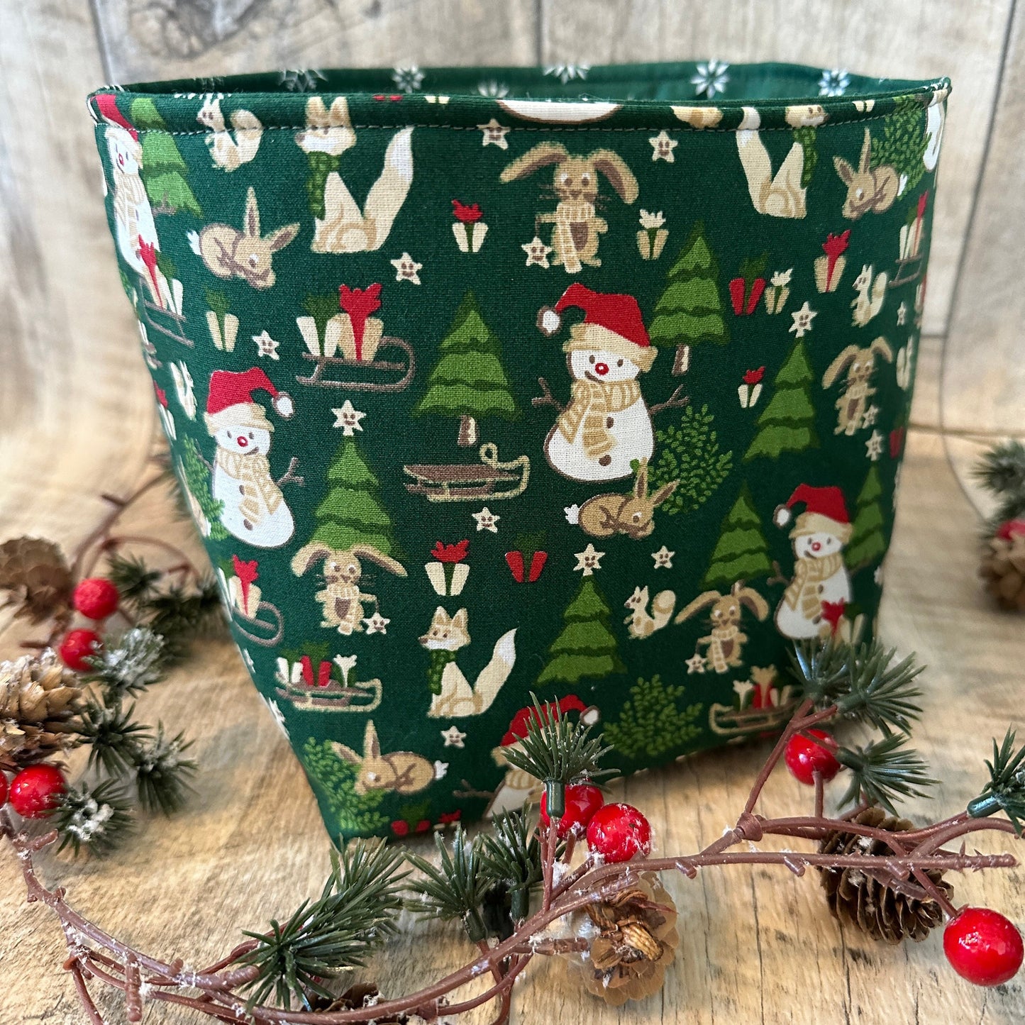Utensilo / Stoffkorb / Hase / Kaninchen / Weihnachten / Nikolaus / Schneemann / Winter / Schneeflocke / Wald / Geschenk