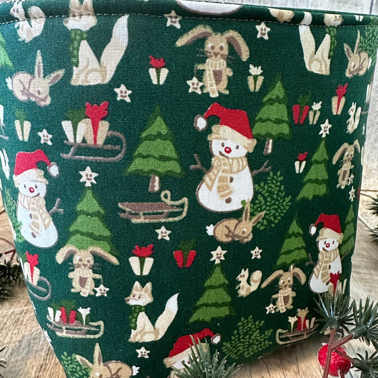 Utensilo / Stoffkorb / Hase / Kaninchen / Weihnachten / Nikolaus / Schneemann / Winter / Schneeflocke / Wald / Geschenk