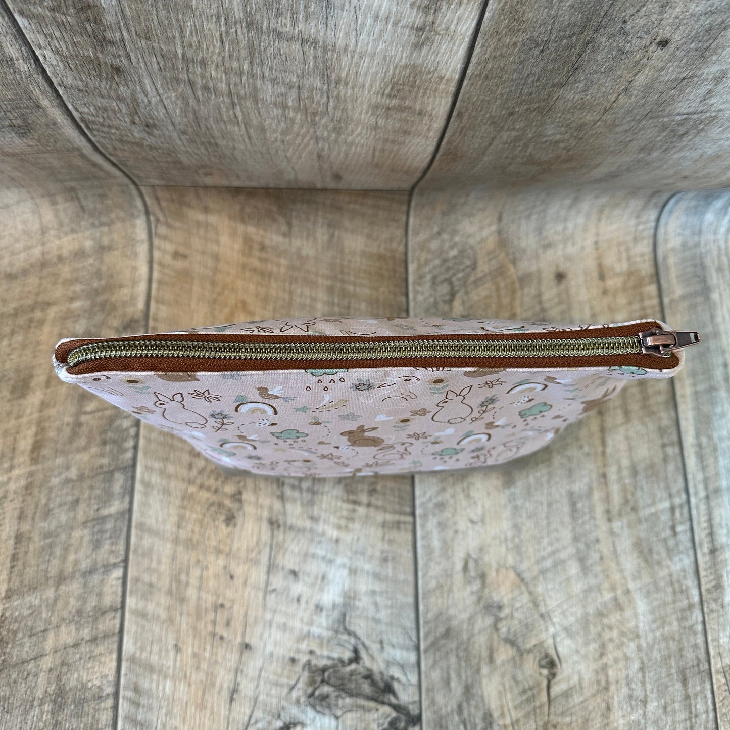 Kosmetiktasche „Kaninchen & Regenbogen rosa“