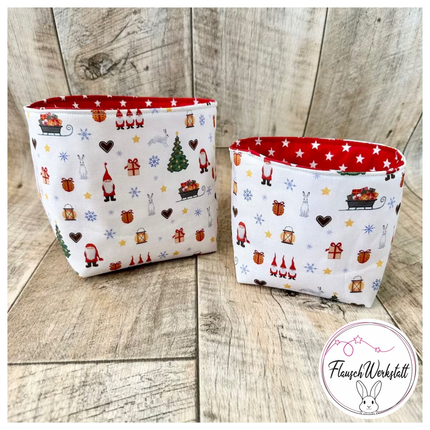 Utensilo / Stoffkorb / Hase / Kaninchen  / Weihnachten / Wichtel / Nikolaus / Weihnachtsmann / Tannenbaum / Geschenk