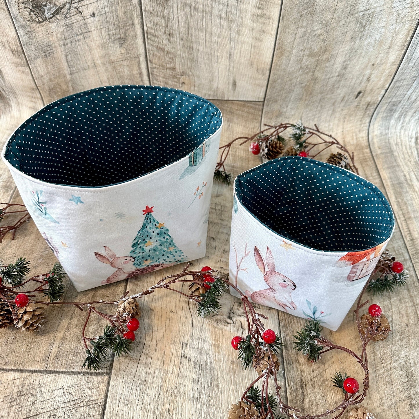 Utensilo / Stoffkorb / Hase / Kaninchen  / Weihnachten / Nikolaus / Waldtiere / Fuchs / Tiere / Geschenk / Tannenbaum