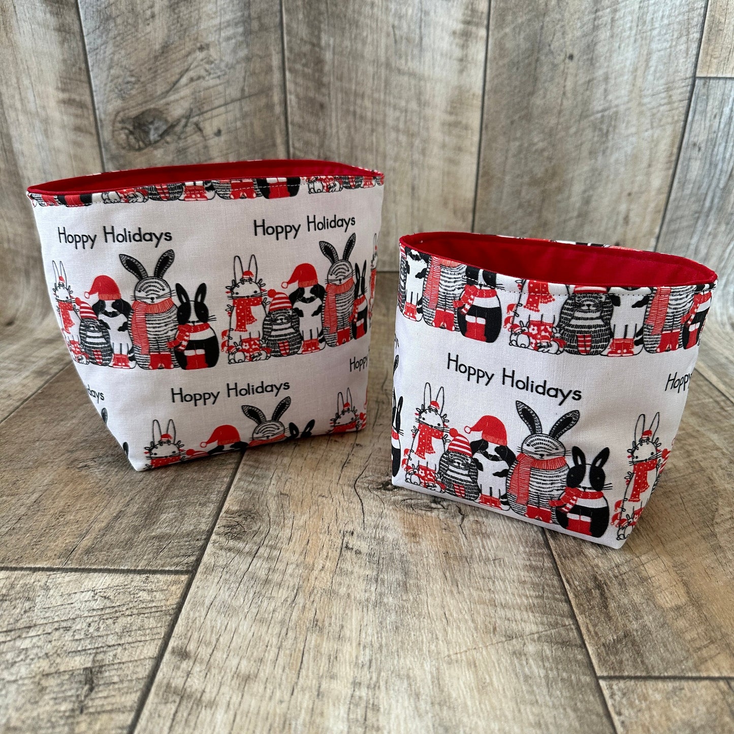 Utensilo / Stoffkorb / Hase / Kaninchen  / Weihnachten / Nikolaus / Hoppy Holidays / Rot / Winter / Geschenk