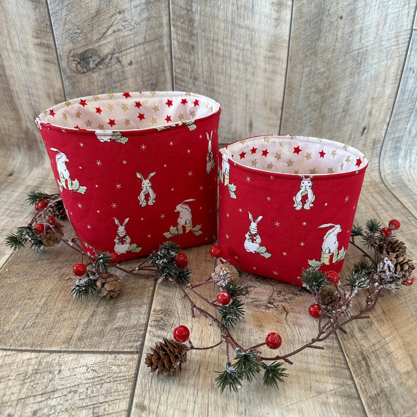 Utensilo / Stoffkorb / Hase / Kaninchen  / Weihnachten  / Nikolaus / Weihnachtsmann / Sterne / Geschenk