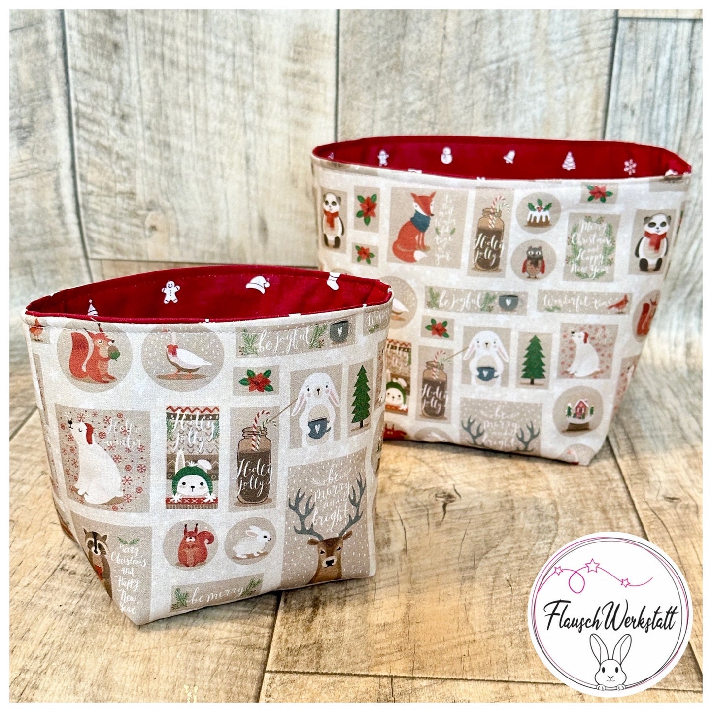 Utensilo / Stoffkorb / Hase / Kaninchen  / Weihnachten / Nikolaus / Winter / Eichhörnchen / Geschenk / Eisbär / Korb