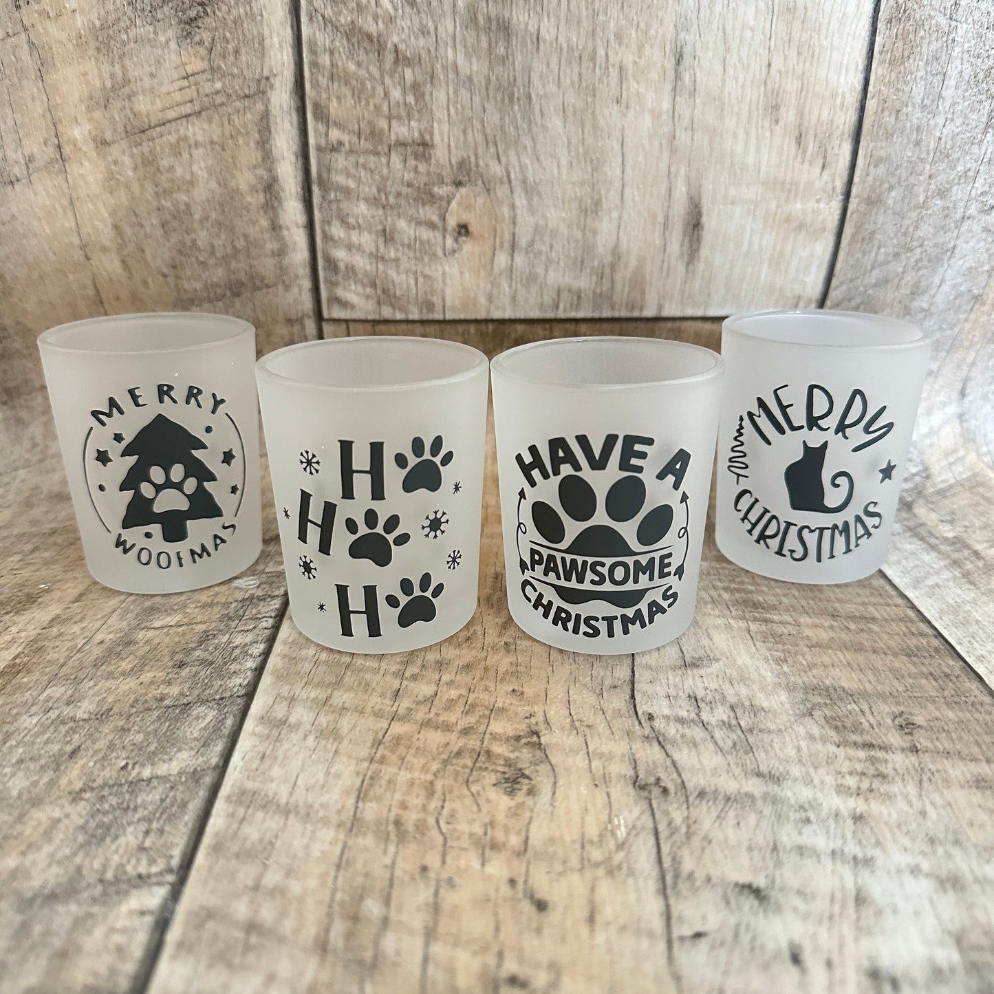 Teelichtglas Weihnachten „Katze & Hund“